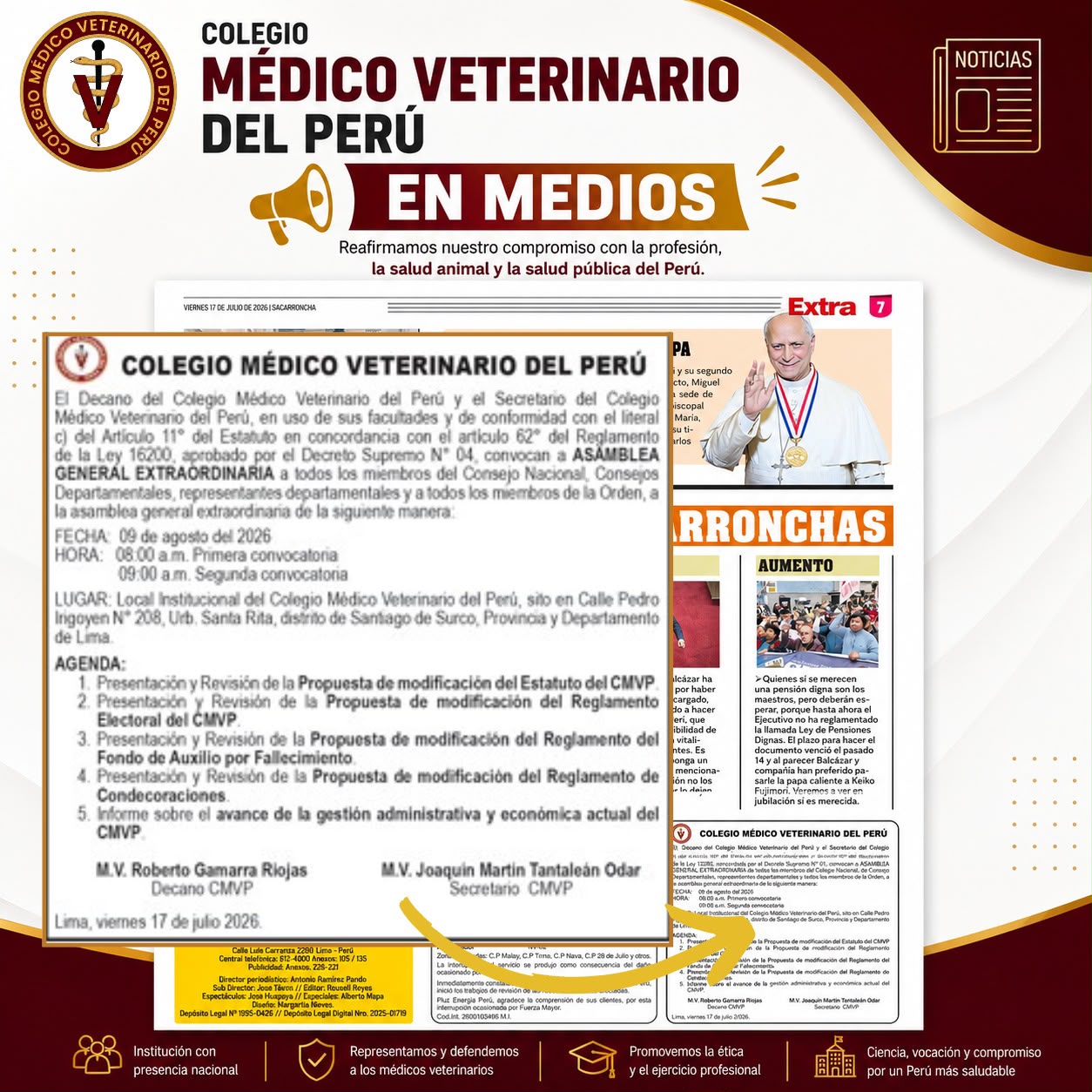 Diario Extra – Convocatoria a Asamblea General Extraordinaria